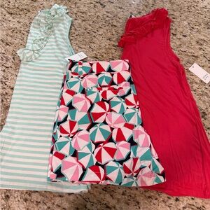 NWT 3 Pc Bundle Crown & Ivy Retro Print Shorts & 2 Sleeveless Ruffle Tops 10 PL